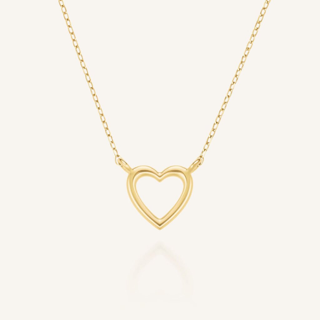 Rosefield Halo Heart ketting – 14 karaat goud – productfoto 1