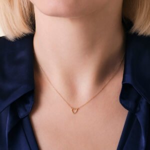 Rosefield Halo Heart ketting – 14 karaat goud – productfoto 2