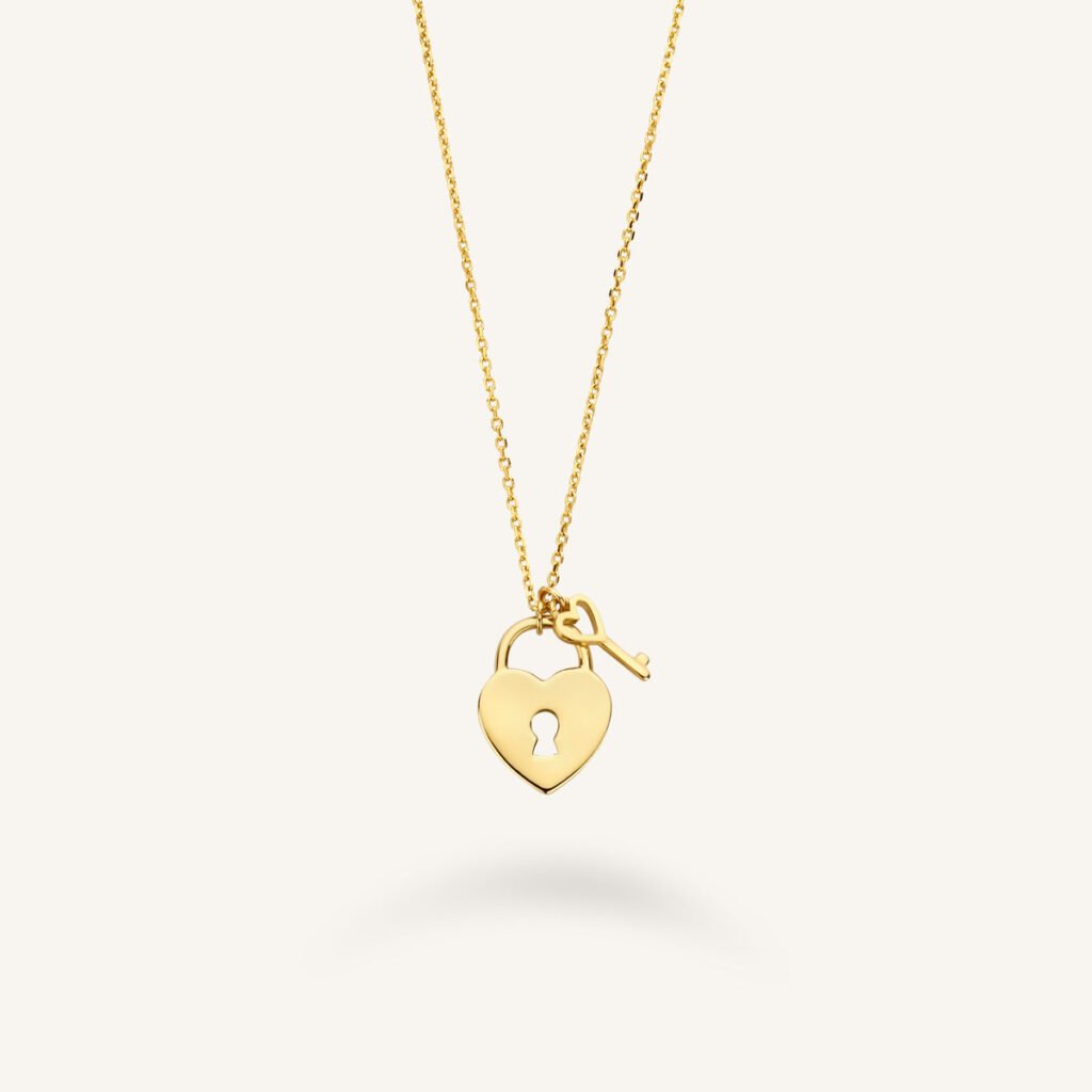 Rosefield Heart Lock ketting – 14 karaat goud – productfoto 1