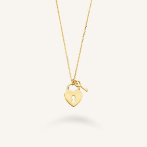 Rosefield Heart Lock ketting – 14 karaat goud – productfoto 1