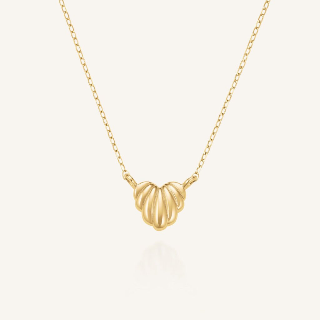 Rosefield Fluted Heart ketting – 14 karaat goud – productfoto 1