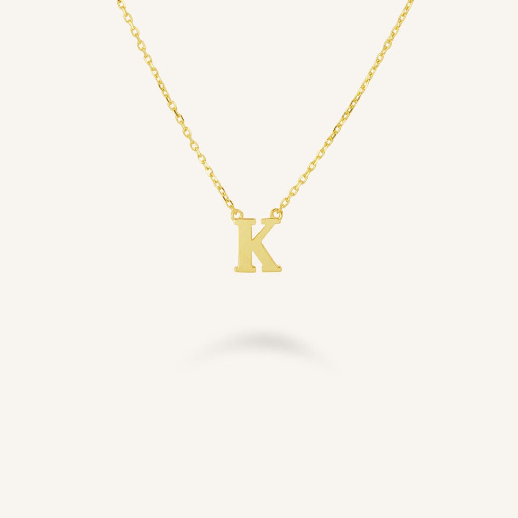 Rosefield Initial ketting K – 14 karaat goud – productfoto 1