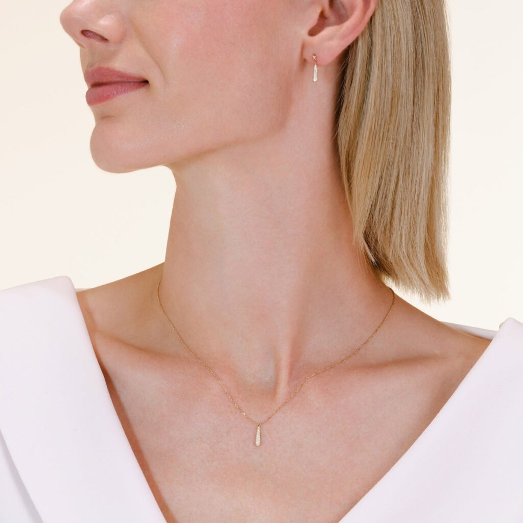 Rosefield Aurora Pave ketting – 14 karaat goud met labdiamanten – productfoto 2