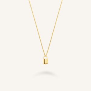 Rosefield Lock Pendant ketting – 14 karaat goud – productfoto 1