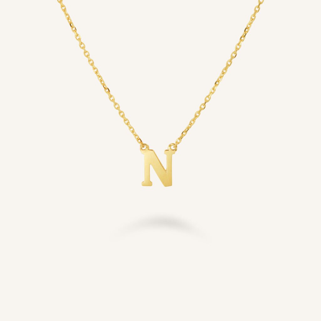 Rosefield Initial ketting N – 14 karaat goud – productfoto 1
