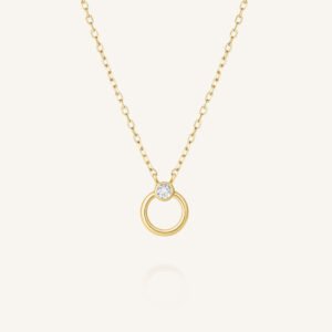 Rosefield Open Circle ketting – 14 karaat goud met labdiamanten – productfoto 1