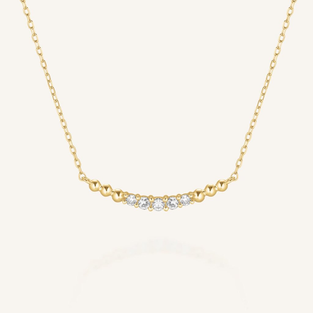 Rosefield Princess ketting – 14 karaat goud met labdiamanten – productfoto 1