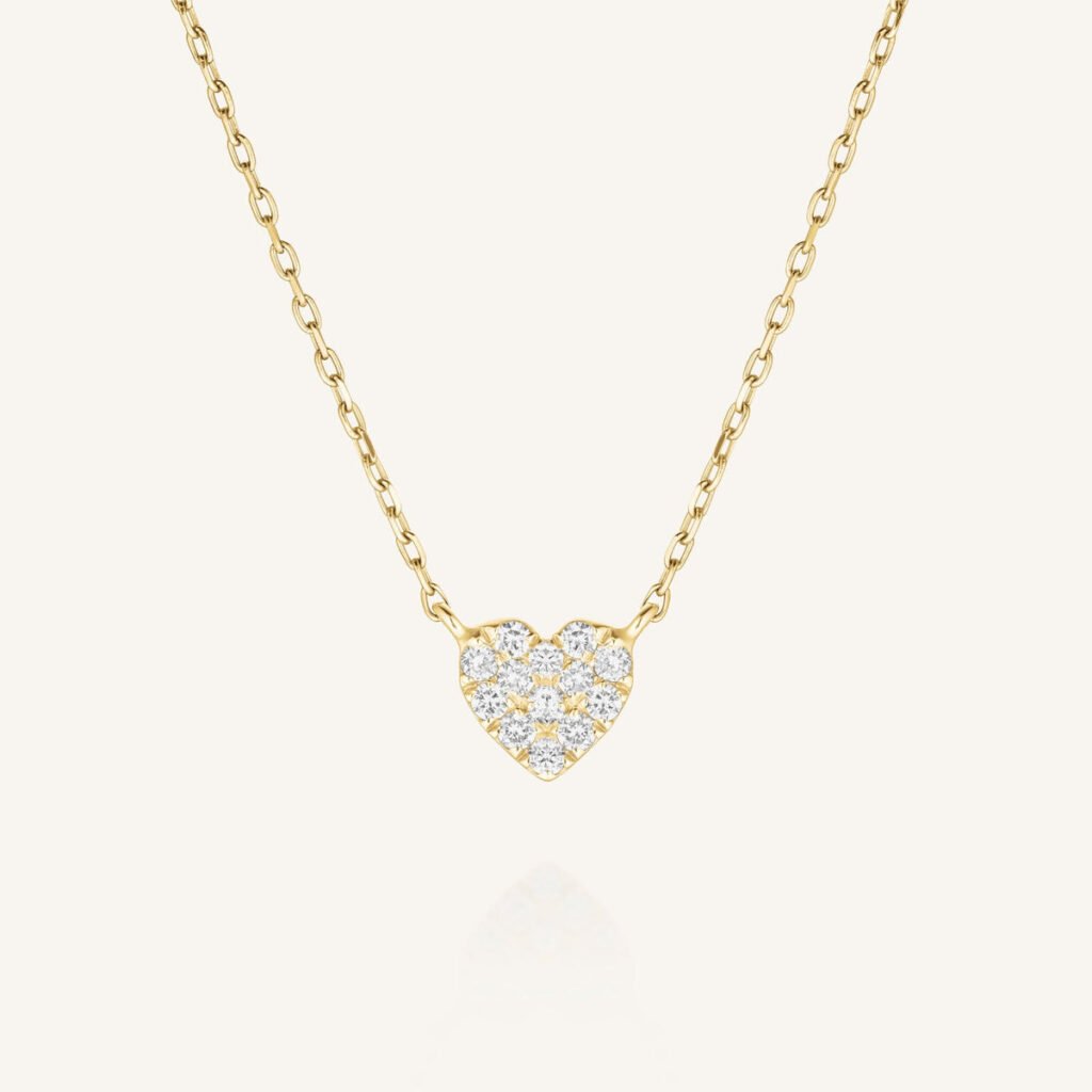 Rosefield Pave Heart ketting – 14 karaat goud met labdiamanten – productfoto 1