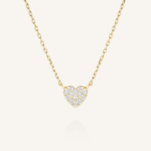 Rosefield Pave Heart ketting – 14 karaat goud met labdiamanten – productfoto 1