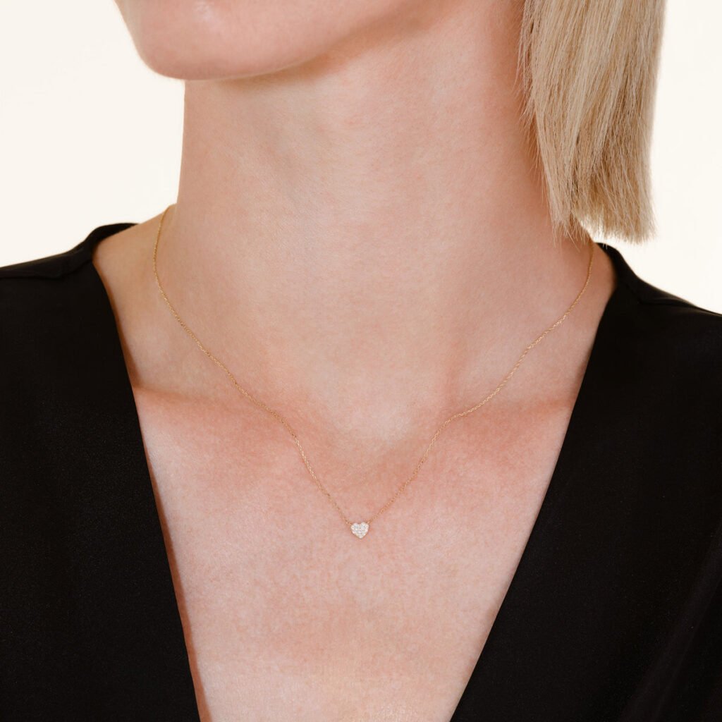 Rosefield Pave Heart ketting – 14 karaat goud met labdiamanten – productfoto 2