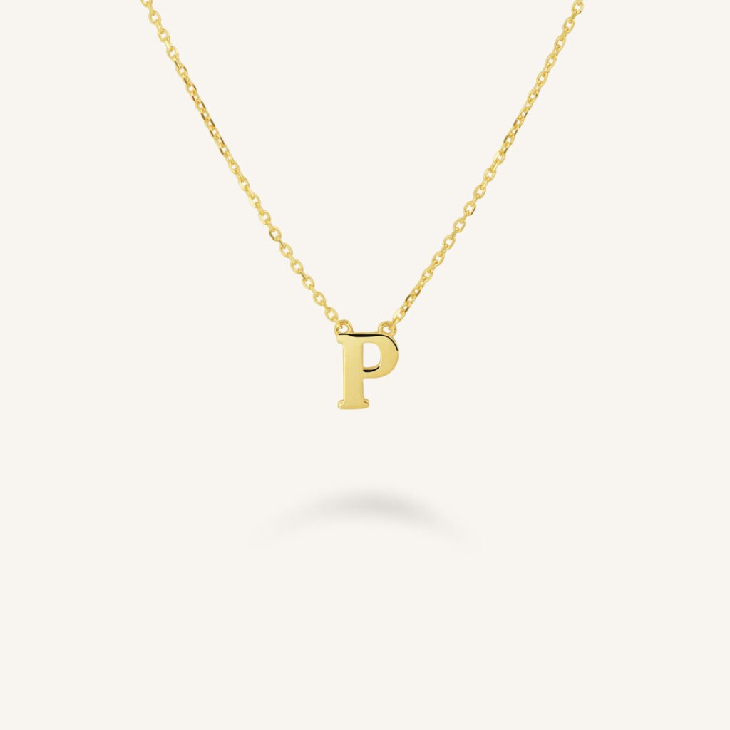 Rosefield Initial ketting P – 14 karaat goud – productfoto 1