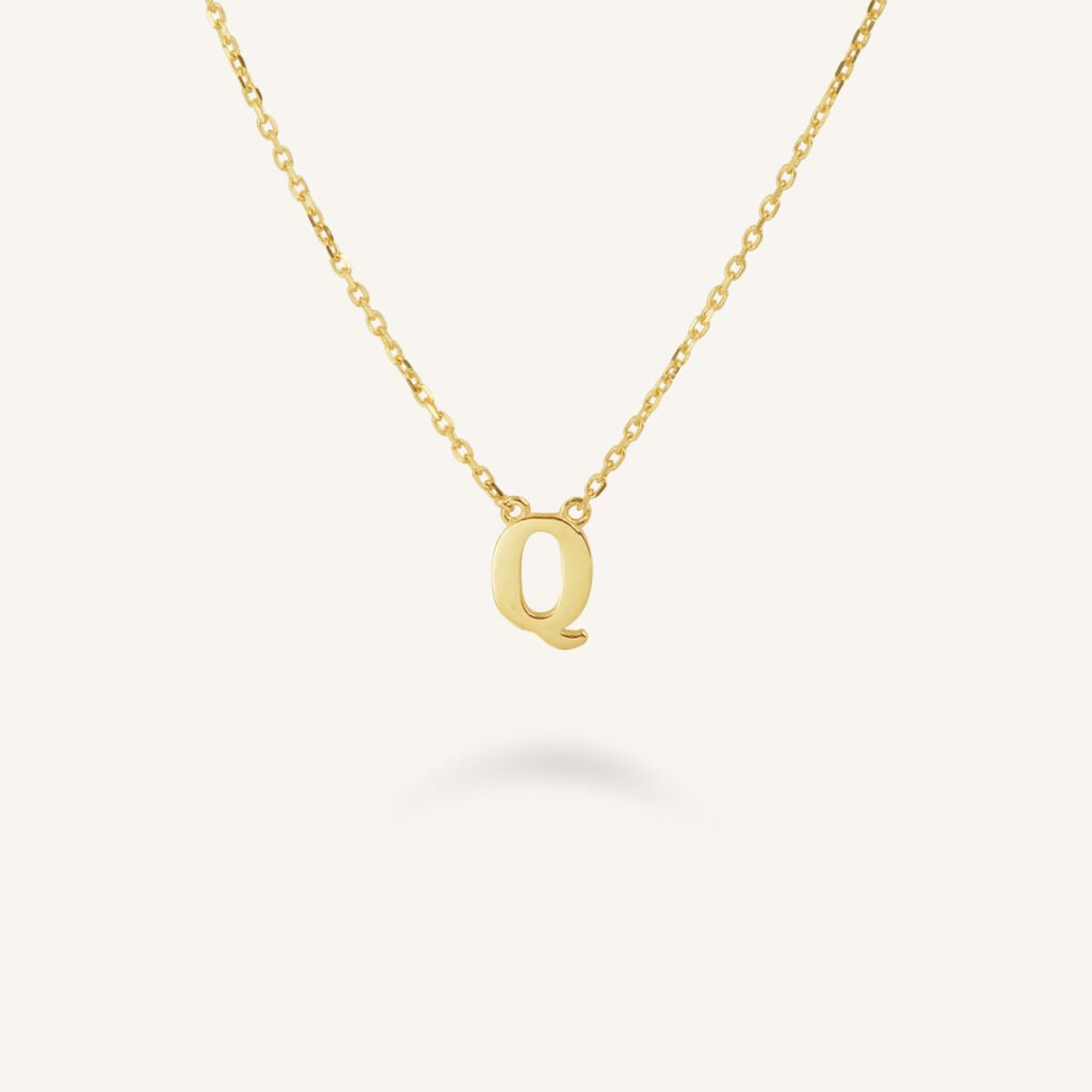 Rosefield Initial ketting Q – 14 karaat goud – productfoto 1