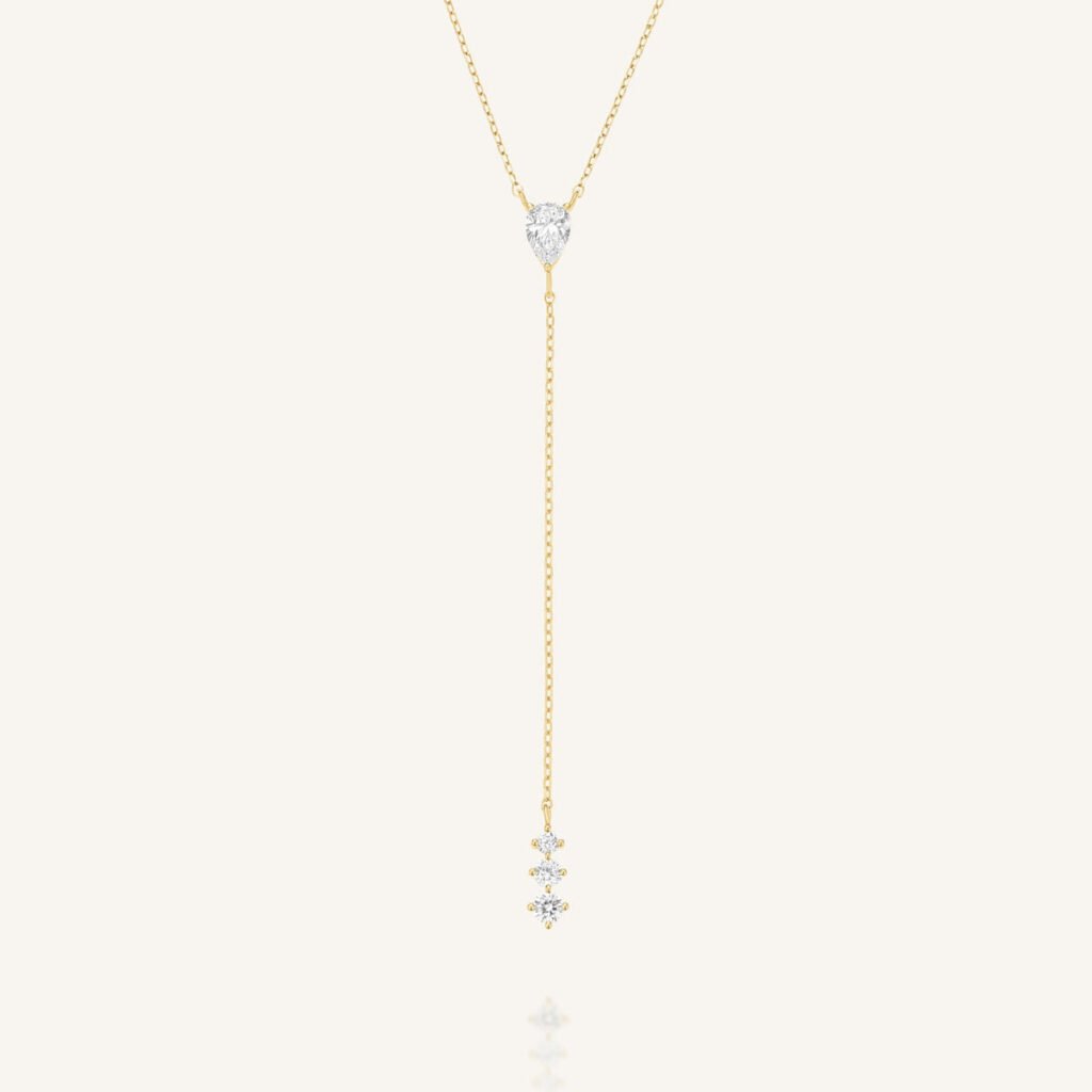 Rosefield Cascade ketting – 14 karaat goud met labdiamanten – productfoto 1