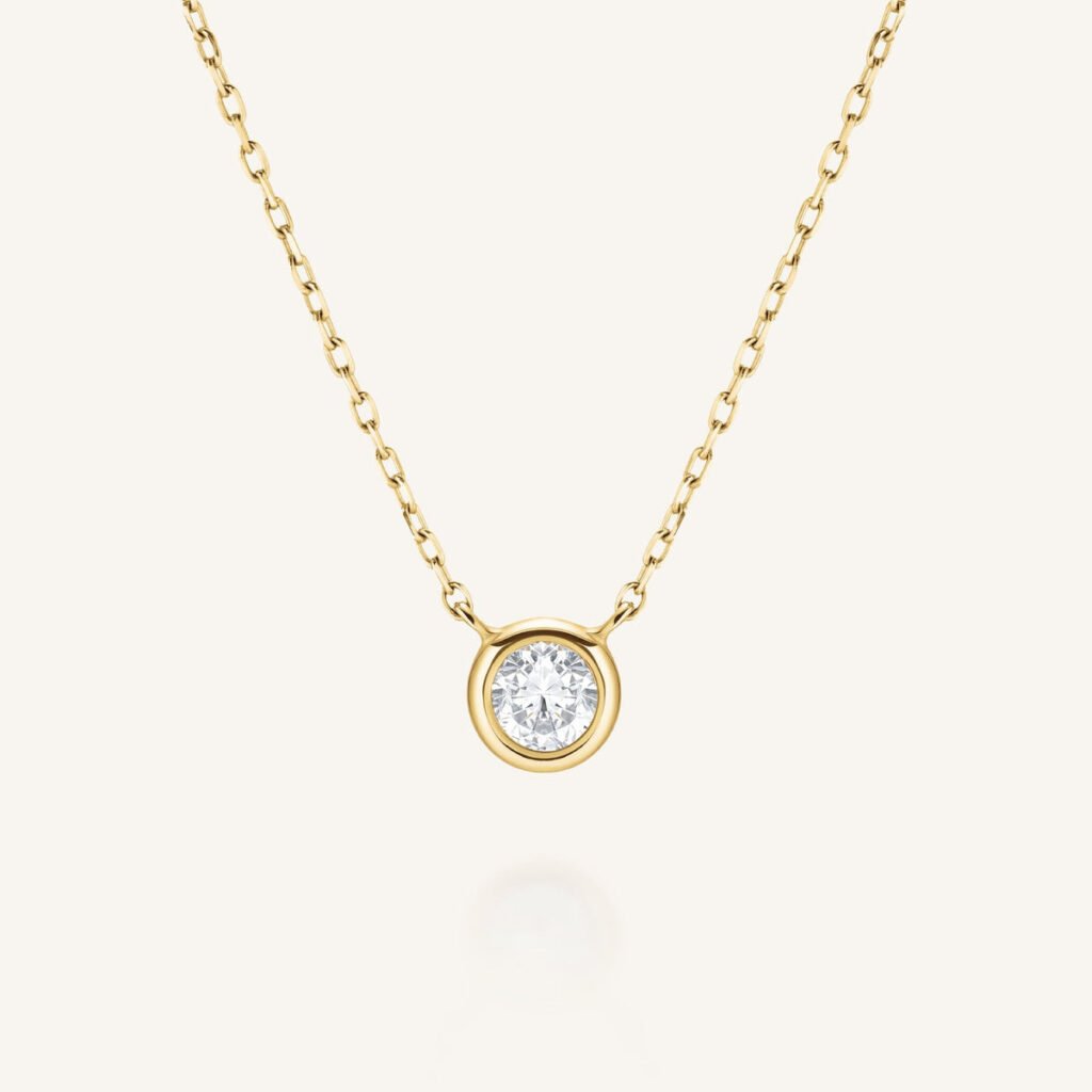 Rosefield Solitaire ketting – 14 karaat goud met labdiamanten – productfoto 1