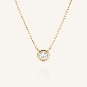 Rosefield Solitaire ketting – 14 karaat goud met labdiamanten – productfoto 1