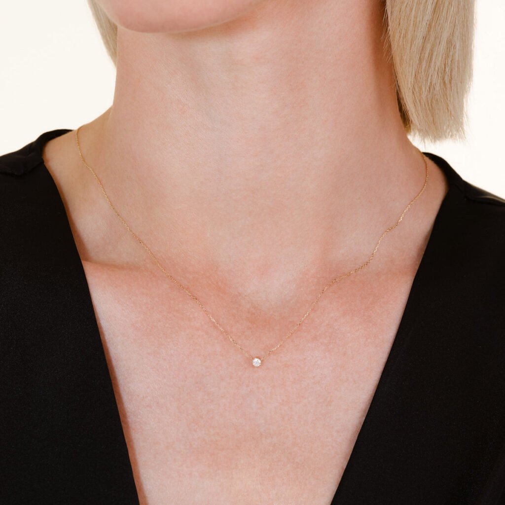 Rosefield Stella ketting – 14 karaat goud met labdiamanten – productfoto 2