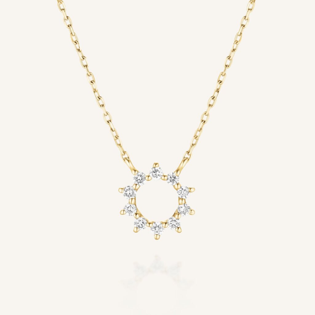 Rosefield Sun ketting – 14 karaat goud met labdiamanten – productfoto 1