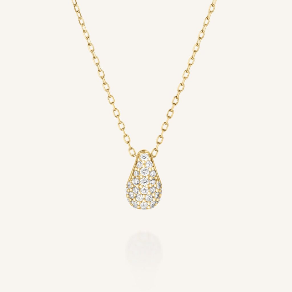 Rosefield Teardrop Pave ketting – 14 karaat goud met labdiamanten – productfoto 1