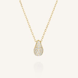 Rosefield Teardrop Pave ketting – 14 karaat goud met labdiamanten – productfoto 1