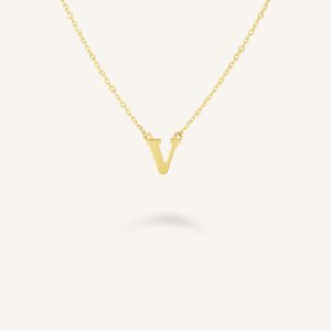 Rosefield Initial ketting V – 14 karaat goud – productfoto 1