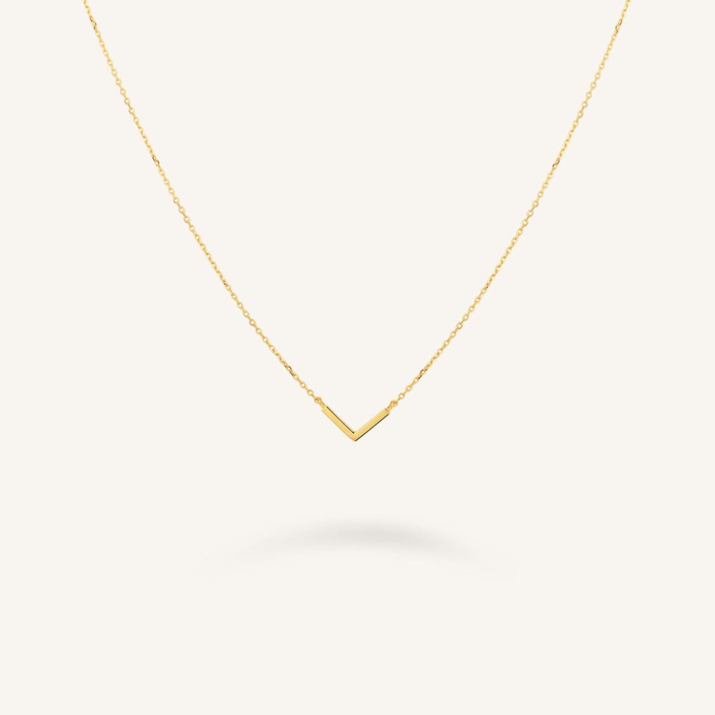 Rosefield V Bar ketting – 14 karaat goud – productfoto 1