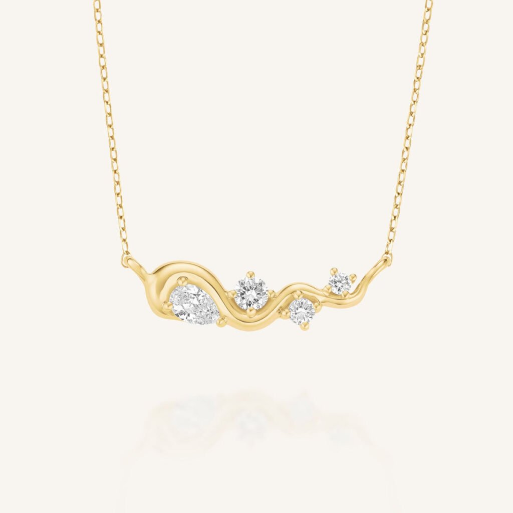 Rosefield Wave ketting – 14 karaat goud met labdiamanten – productfoto 1