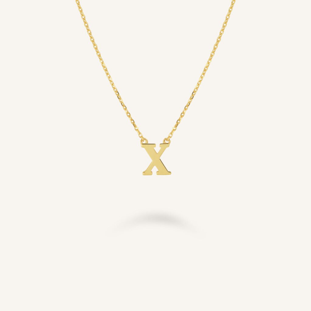 Rosefield Initial ketting X – 14 karaat goud – productfoto 1
