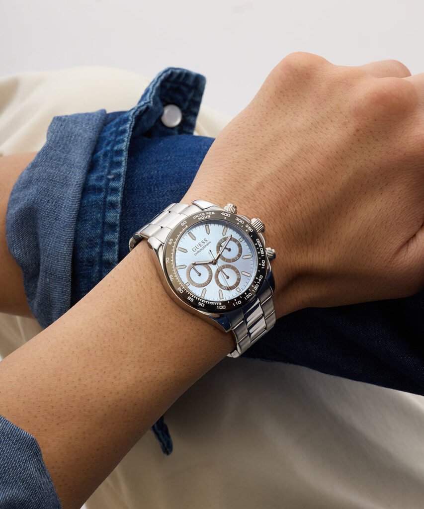 GUESS Arthur herenhorloge zilverkleurig lichtblauw 42 mm – GW1058G1 – productfoto 7