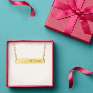 Gouden bar naamketting medium GNKB002 — foto 2