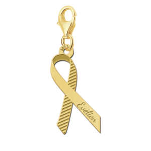 Gouden Bedel voor Pink Ribbon met streepjes GPRB02 – foto 1
