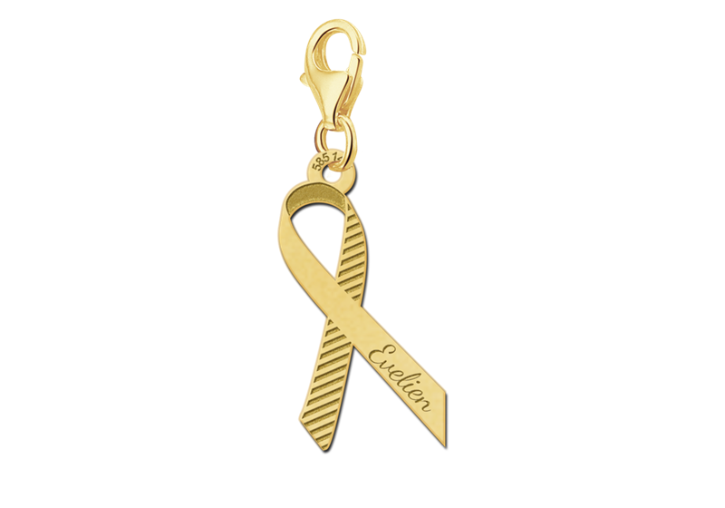 Gouden Bedel voor Pink Ribbon met streepjes GPRB02 – foto 1