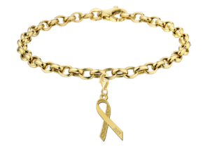 Gouden Pink Ribbon bedel met bloemen en gravure GPRB01 – foto 2