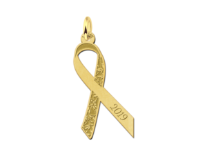Gouden Pink Ribbon hanger met bloemen en gravure GPRH01 — foto 1