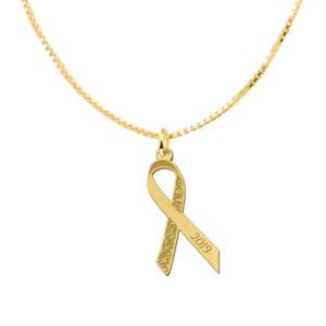 Gouden Pink Ribbon hanger met bloemen en gravure GPRH01 — foto 3