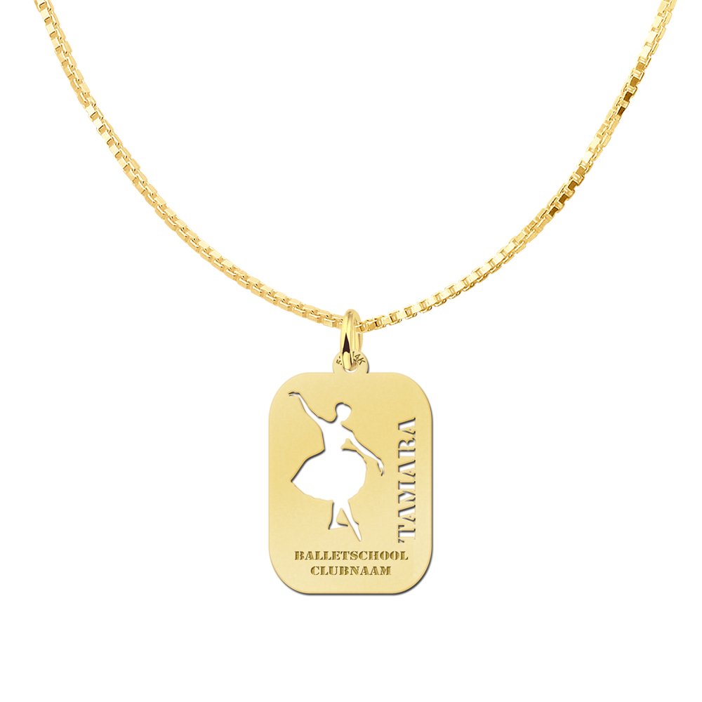 Gouden ballethanger met gravure – GSB14 – afbeelding 2