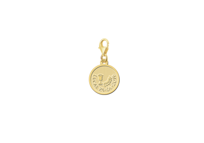 Gouden ronde communiebedel met persoonlijke tekst GBC007 – foto 2