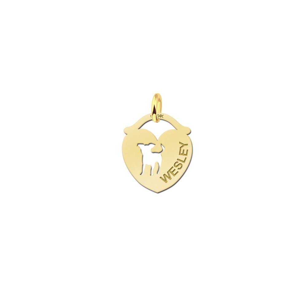 Gouden hart hanger met hondje en naam GNDH028 — foto 1