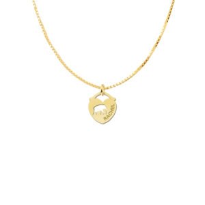 Gouden hart hanger met olifant en naam GNDH029 detail