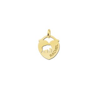 Gouden hart hanger met olifant en naam GNDH029