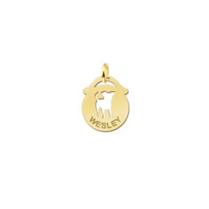 Gouden hanger met hondje en naam GNDH036
