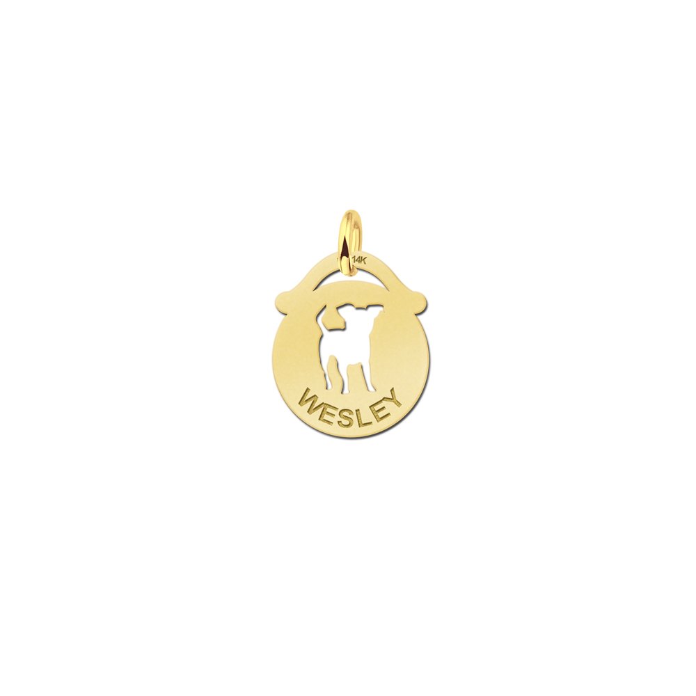 Gouden hanger met hondje en naam GNDH036
