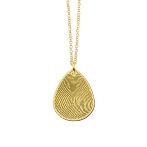 Gouden druppel hanger met vingerafdruk GHEV028