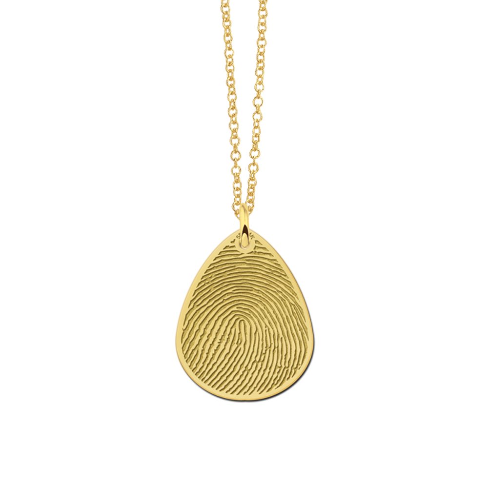 Gouden druppel hanger met vingerafdruk GHEV028