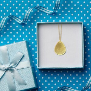 Gouden druppel hanger met vingerafdruk GHEV028