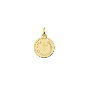 Gouden ronde communiehanger met kruis GHC025 — foto 1