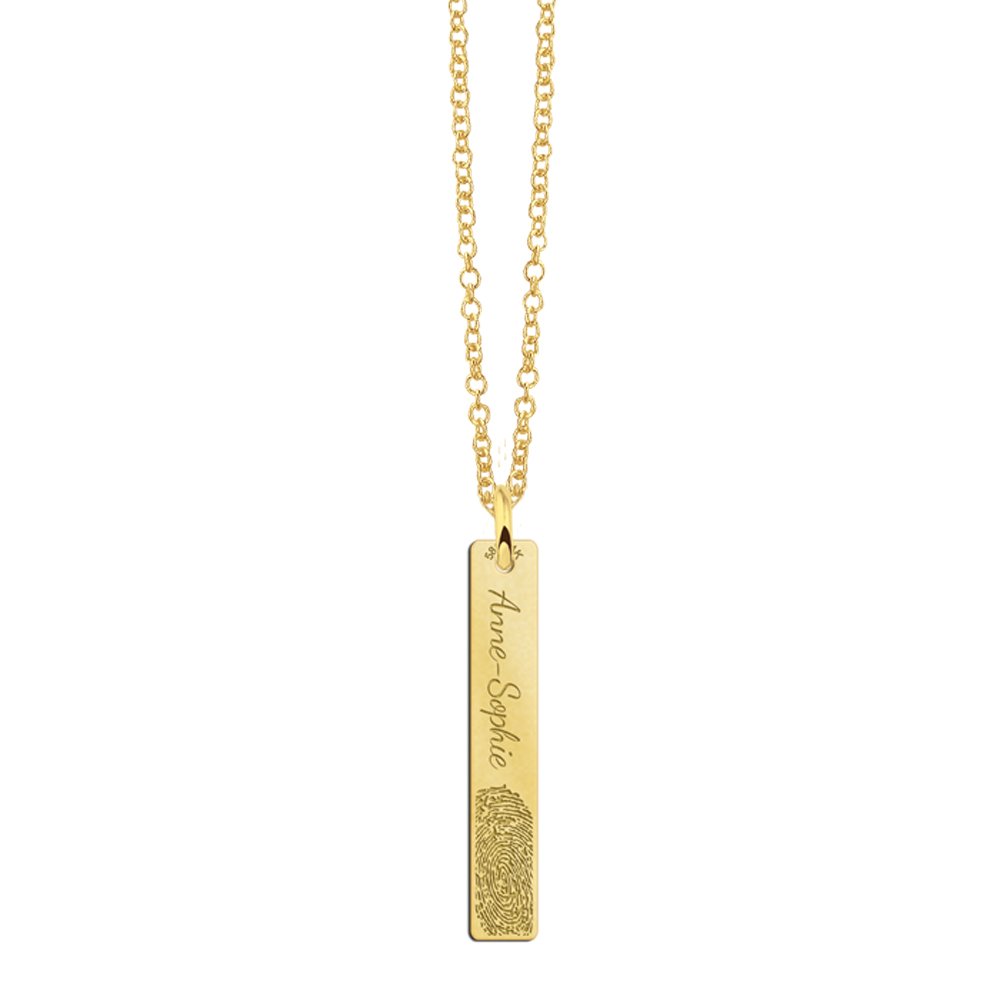 Gouden hanger bar met eigen vingerafdruk GHEV024