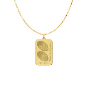 Gouden hanger dogtag twee vingerafdrukken GHEV014