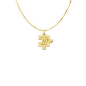 Gouden puzzelstuk hanger met naam en datum GHC030 — foto 5