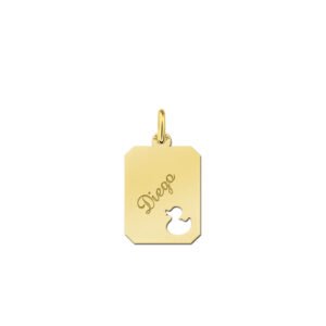 Gouden graveerhanger met eend en naam GNDGP021 — foto 1