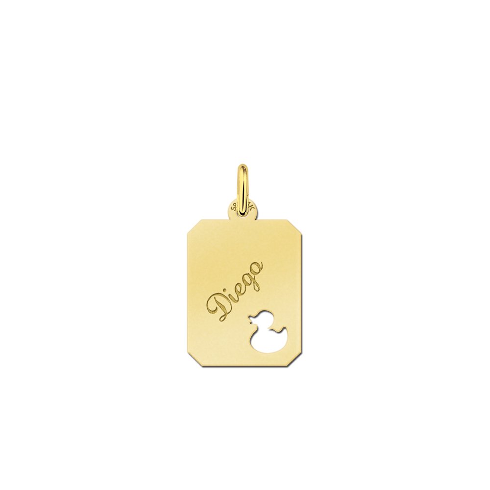 Gouden graveerhanger met eend en naam GNDGP021 — foto 1